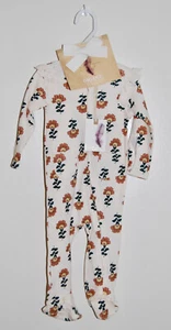 Pagliaccetto e fascia nuova con etichette Jessica Simpson bambina beige floreale biologico LS 6-9M - Foto 1 di 14