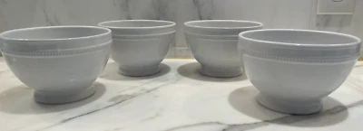 Rare POTTERY BARN Lot of 4 White PORTUGAL Ribbed Scalloped Cereal Bowls EUC - Image 1 of 4