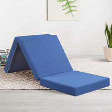 Tri Folding Memory Foam Sleeper Bed Portable Topper Guest Pull Out Camping Blue