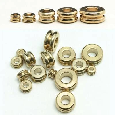 3mm 4mm 5mm 6mm 7mm Solid Brass Rondelle Gold Loose Metal Spacer Beads DIY - Image 1 of 2