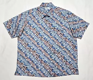 Vintage Tori Richard Hawaiianisches Shirt Herren LG-XL blau Polyester Japan KRANE Tsuru - Bild 1 von 6