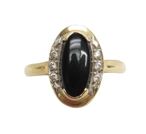 14k Yellow Gold Black Onyx Ring Size 7 - Picture 1 of 6