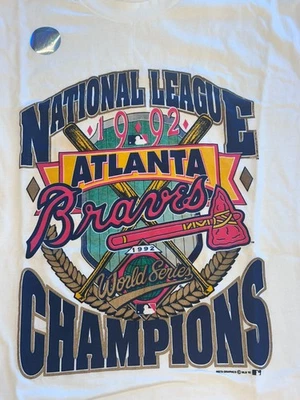 Camiseta 1992 Atlanta Braves NL Champions - Hanes Heavyweight XL - Licencia MLB Foto 1 de 4