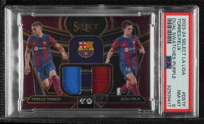 2023-24 Panini Select La Liga Purple Prizm 46/49 Ferran Torres Joao Felix PSA 8 - Image 1 of 3