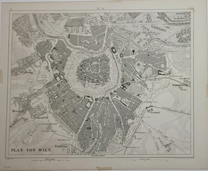 1851 antique J. G. Heck city map of Vienna (Plan von Wien) Austria Heck Taf. 39 - Picture 1 of 11