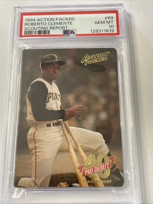 1994 Action Packed Roberto Clemente Scouting Report #69 Gem MT PSA 10 - Image 1 of 2