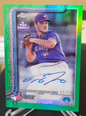 TREY YESAVAGE (BLUE JAYS)  2025 TOPPS PRO DEBUT AUTO "GREEN" PROSPECT #49/99 - Image 1 of 2