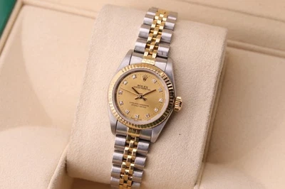 Rolex Oyster Perpetual 67193 oro y plata Jubilee esfera de diamantes de fábrica 26 mm Foto 1 de 4