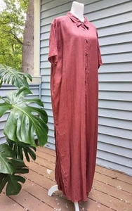 JJILL 100%Linen Maxi Dress Double Layers Red Brick Minimalist Capsule Earthy XL - Picture 1 of 14