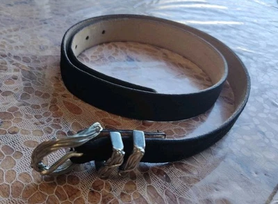 VTG Anne Klein For Orton Black Velvet Belt Size Large Wire Belt Buckle - Image 1 of 4