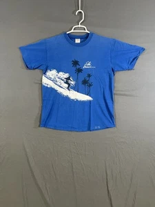 Camiseta Gráfica Envolvente Esquí Hawaii Años 90 De Colección Grande Azul Manga Corta - Imagen 1 de 7