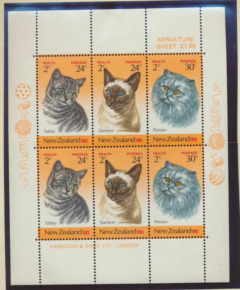 New Zealand Stamp Scott #B117a, Mint Never Hinged, Cats Mini Sheet - Image 1 of 1