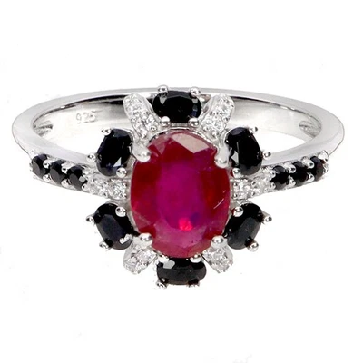 925 Sterling Silver Ring Oval Ruby 8x6mm Spinel Gemstone No USA Import Fees - Image 1 of 4