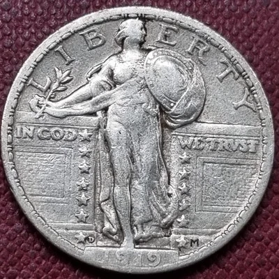 1919 D Standing Liberty Quarter 25c Denver Key Date Higher Grade VF - XF #96712 - Image 1 of 2