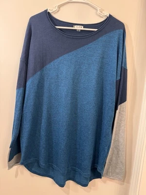 Smartwool Shadow Pine Colorblock Sweater Merino wool Blue Tunic Size XL - Image 1 of 4
