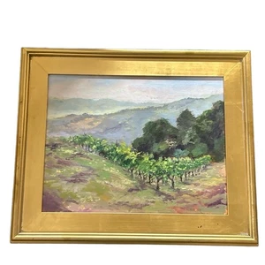 Impressionist Oil Painting 23x19in Vineyard Landscape Framed Elegant - Picture 1 of 4