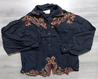 ¡Juntos de colección! Top bordado de rayón con botones Missy para mujer talla 14 Foto 1 de 4