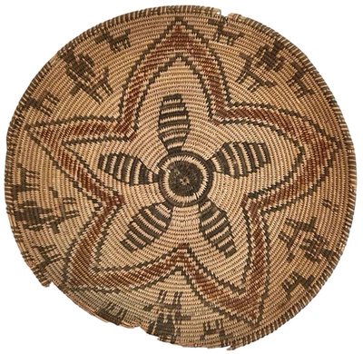 APACHE Pictorial Coiled BASKET Tray Southwest Native American Indian 12.25" - Image 1 of 4