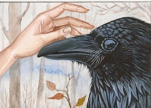 ACEO PRINT OF PAINTING pagan CROW RYTA HALLOWEEN WITCH GOTHIC Salem Folk Art 🎃 - Picture 1 of 1