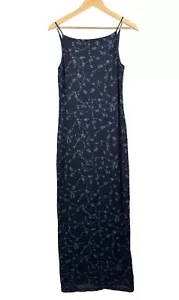 Vintage City Triangle 90er Glitzer Fee Maxi Blumen Kleid dunkel romantisch Goth Gr. M - Bild 1 von 8