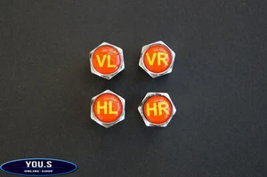 4 Piece Valve Caps With Wheel Markers for Car - Mercedes Benz - GS Red Yellow - Picture 1 of 1