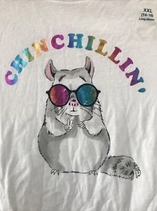 Gap Kids Metallic Rainbow Chinchillin' Funny Long Sleeve T Shirt XXL 14-16 32" - Picture 1 of 10