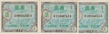 Japan lot 3  1 Yen Allied Military Currency 1945 Ch Unc-Unc Condition Pick#67-A