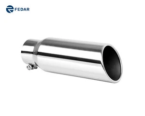 Fedar Truck Exhaust Tip 3" Inlet 4" Outlet 12" Long Rolled End Angle Cut - Picture 1 of 6