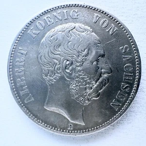 5 Mark Kaiserreich 1875 E Sachsen Albert Silber - Bild 1 von 2