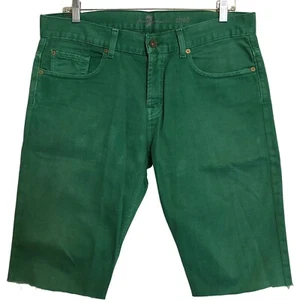 7 For All Mankind Men's Chad Cut Off Denim Green Jean Shorts - Picture 1 of 10