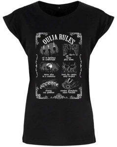 Ouija Board Rules - Ladies Black T-Shirt, Gothic Supernatural Spirits Dead, Gift - Picture 1 of 3