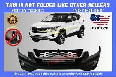 Fit 2021 - 2023 Kia Seltos Front Bumper Assembly Complete w/ LED fog K1014113-E Foto 1 de 4