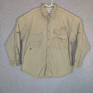 Columbia PFG Men Button Down Medium Solid Yellow Long Sleeve Vented 4 Pockets - Picture 1 of 11