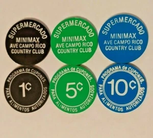 Set 3 SUPERMERCADO MINIMAX Ficha Cupones CAROLINA FOOD STAMP Token PUERTO RICO - Picture 1 of 6