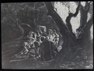 Glass Magic Lantern Slide ANGELS & SHEPHERDS C1890 CHRISTIAN RELIGION BIBLE  - Picture 1 of 2