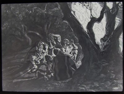 Glass Magic Lantern Slide ANGELS & SHEPHERDS C1890 CHRISTIAN RELIGION BIBLE  - Image 1 of 2