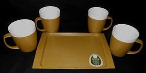 Vtg MCM Therm Ware ACCA Ware Hostess Snack Set 4 Cups & Plate DAVID DOUGLAS NOS - Picture 1 of 5