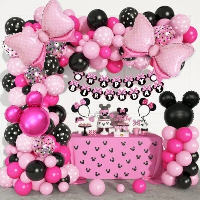 Globos para fiestas de Cumpleaños Minnie Mouse Arco Globos Happy birthday Niñas Foto 1 de 4