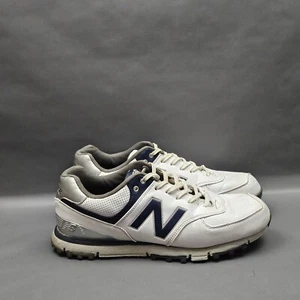 New Balance 574 Golf Shoes Mens Size 9.5 EE White Blue Retro Athletic Sneakers - Picture 1 of 13