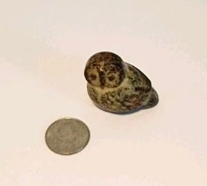 Napco Style Owl Figurine, Brown Speckled Glazed, Miniature Stoneware - Picture 1 of 4