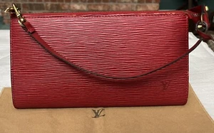 Louis Vuitton LV Monogram Pochette EPI Red pouch bag purse handbag - GOOD - Picture 1 of 11