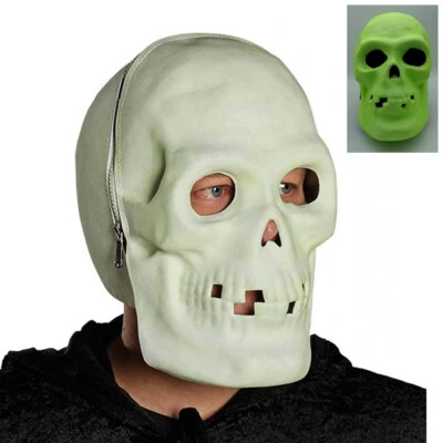 GEIST SKELETT TOTENKOPF MASKE Halloween Karneval Kostüm Zubehör Selbstleuchtend - Bild 1 von 3