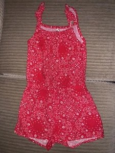 Girls Oshkosh Red White Print Romper Size 4/ 5 Shorts - Picture 1 of 3