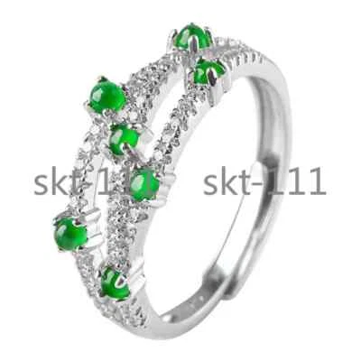 Anillo de plata esterlina 925 jadeíta natural Birmania verde helado certificado 七星 Foto 1 de 4