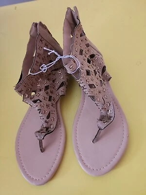 Joe Boxer Women's Jersey Brown/ Gold  Flat Sandals Open Toe Size 8 & 9 M - Image 1 of 4