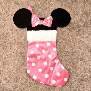 Calza a pois rosa per mouse vacanze di Natale rosa con fiocco orecchie - Foto 1 di 2