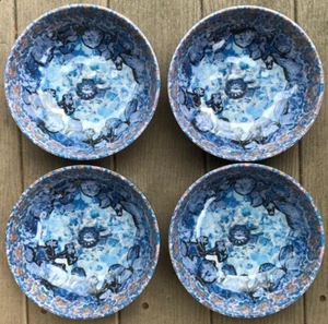 Juego de 4 cuencos Williams Sonoma MICHELLE KIM melamina 8 pulgadas azul abstracto floral - Imagen 1 de 5