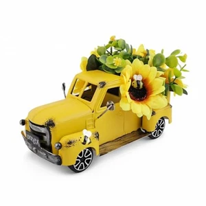 Bring the Beauty of Sunflowers into Your Home with Yellow Metal Truck Decor - Picture 1 of 11
