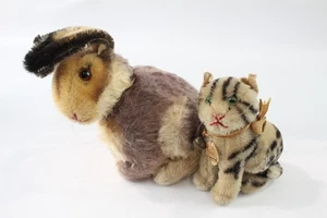 Steiff Mohair Animals Vintage Soft Toys Rabbit and 'Susi' Cat w/ Glass Eyes - Picture 1 of 6