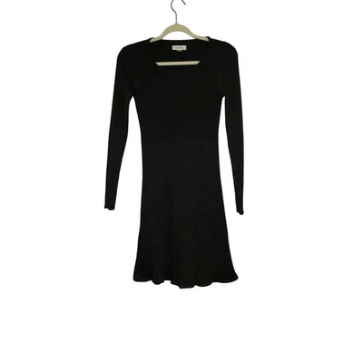Calvin Klein Black Ribbed Knit Fit & Flare Long Sleeve Sweater Dress Small - Image 1 of 4
